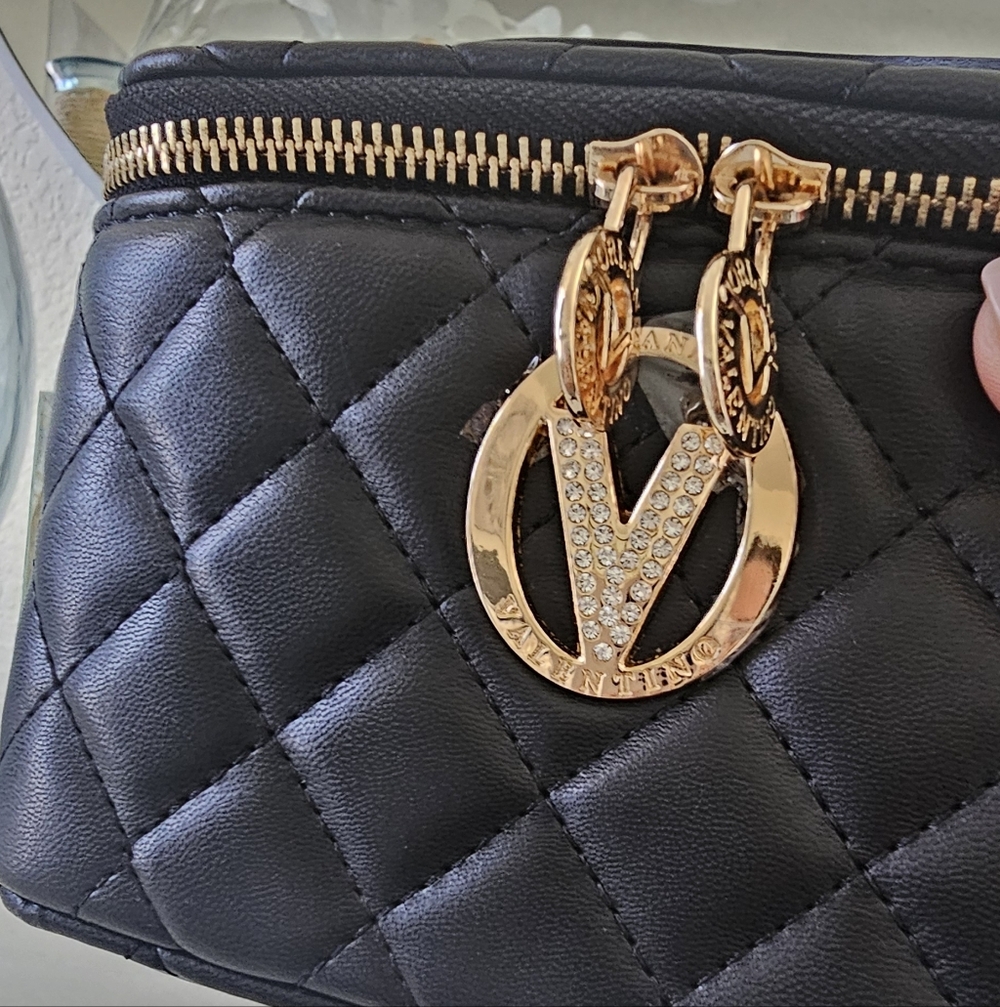 NWT Valentino Orlandi Black Quilted Vegan Leather Mini Vanity Crossbody - Picture 5 of 5